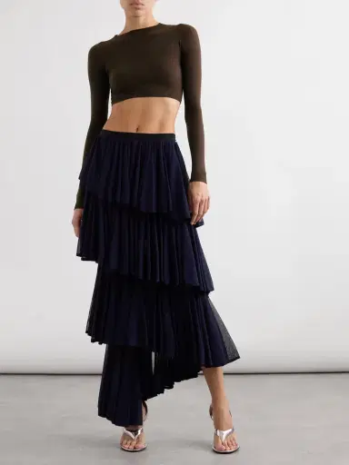 Alaïa Paneled Cropped Jersey Top | Thumbnail 2 Alaïa Paneled Cropped Jersey Top | Thumbnail 2