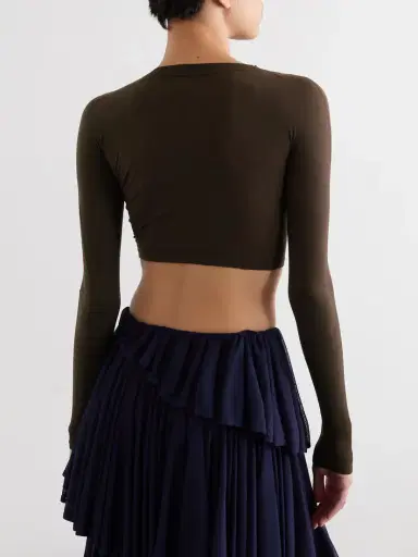 Alaïa Paneled Cropped Jersey Top | Thumbnail 3 Alaïa Paneled Cropped Jersey Top | Thumbnail 3