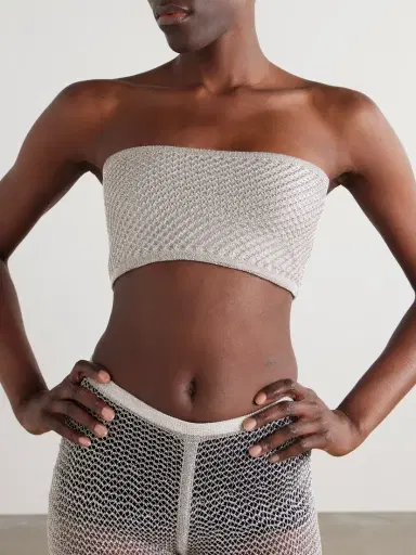 Alaïa Cropped Metallic Open-knit Bandeau Top | Thumbnail 3 Alaïa Cropped Metallic Open-knit Bandeau Top | Thumbnail 3