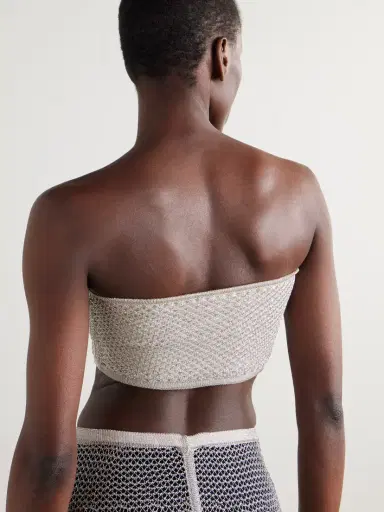 Alaïa Cropped Metallic Open-knit Bandeau Top | Thumbnail 4 Alaïa Cropped Metallic Open-knit Bandeau Top | Thumbnail 4