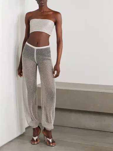 Alaïa Cropped Metallic Open-knit Bandeau Top | Thumbnail 5 Alaïa Cropped Metallic Open-knit Bandeau Top | Thumbnail 5