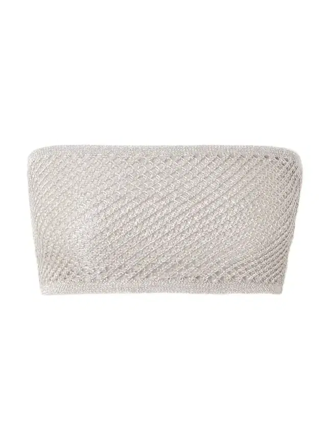 Alaïa Cropped Metallic Open-knit Bandeau Top