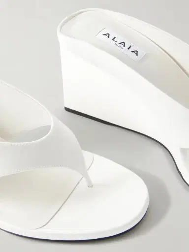 Alaïa Satin Wedge Sandals | Thumbnail 4 Alaïa Satin Wedge Sandals | Thumbnail 4