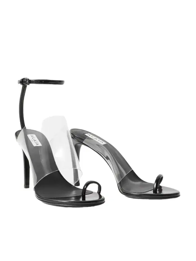 Asymmetric Patent-leather And Pvc Sandals