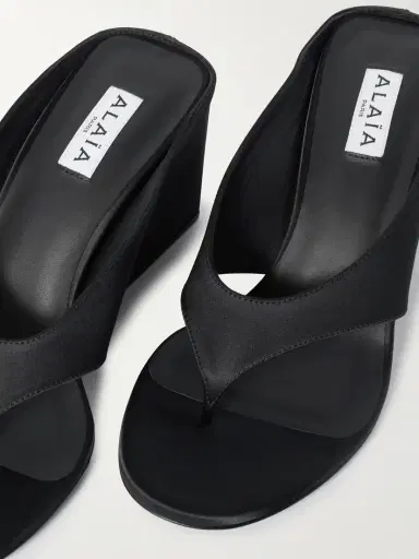 Alaïa Satin Wedge Sandals | Thumbnail 4 Alaïa Satin Wedge Sandals | Thumbnail 4
