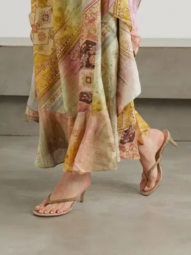 Gianvito Rossi Calypso 70 Suede-trimmed Raffia Sandals | Thumbnail 2