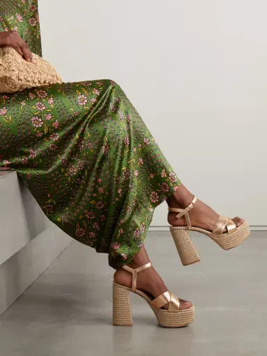 Gianvito Rossi Bebe 130 Metallic Leather Espadrille Platform Sandals | Thumbnail 2 Gianvito Rossi Bebe 130 Metallic Leather Espadrille Platform Sandals | Thumbnail 2