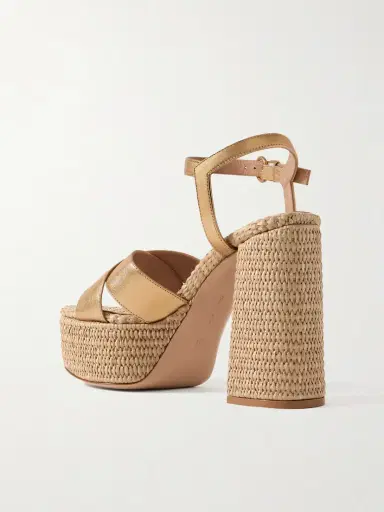 Gianvito Rossi Bebe 130 Metallic Leather Espadrille Platform Sandals | Thumbnail 3 Gianvito Rossi Bebe 130 Metallic Leather Espadrille Platform Sandals | Thumbnail 3