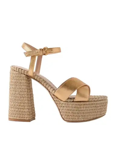 Gianvito Rossi Bebe 130 Metallic Leather Espadrille Platform Sandals | Thumbnail 1 Gianvito Rossi Bebe 130 Metallic Leather Espadrille Platform Sandals | Thumbnail 1