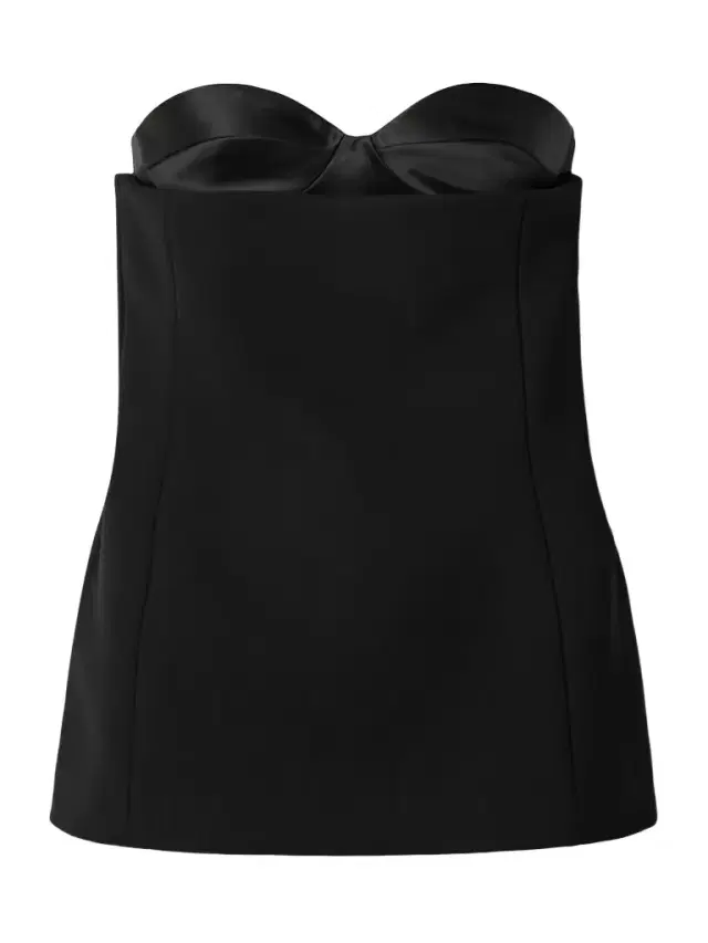 Ayla Strapless Crepe And Satin Bustier Top