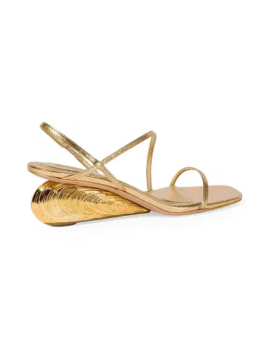 Simkhai Women's Bridget 75MM Metallic Leather Wedge Sandals | Thumbnail 3