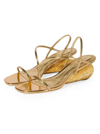Simkhai Women's Bridget 75MM Metallic Leather Wedge Sandals | Thumbnail 4