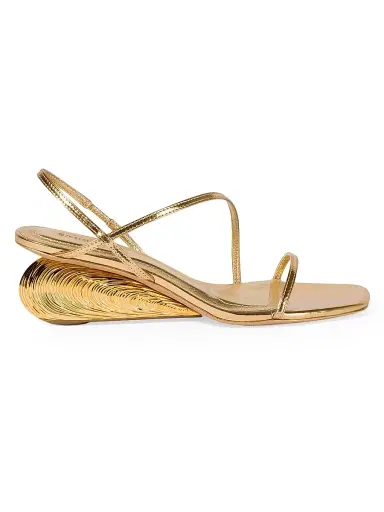 Simkhai Women's Bridget 75MM Metallic Leather Wedge Sandals | Thumbnail 1