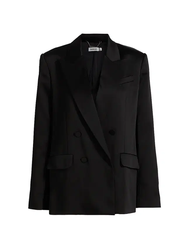 Women's Norah Satin Double-Breasted Blazer - Black