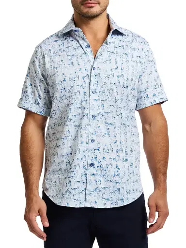 Robert Graham Men's Makemo Woven Shirt - Blue - Size XXL | Thumbnail 1 Robert Graham Men's Makemo Woven Shirt - Blue - Size XXL | Thumbnail 1