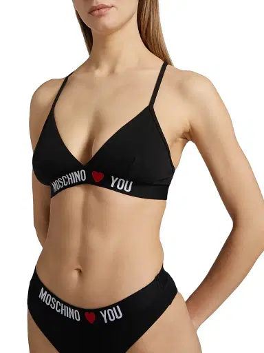 MOSCHINO Women's Logo Triangle Bikini Top - Black - Size Medium | Thumbnail 5 MOSCHINO Women's Logo Triangle Bikini Top - Black - Size Medium | Thumbnail 5