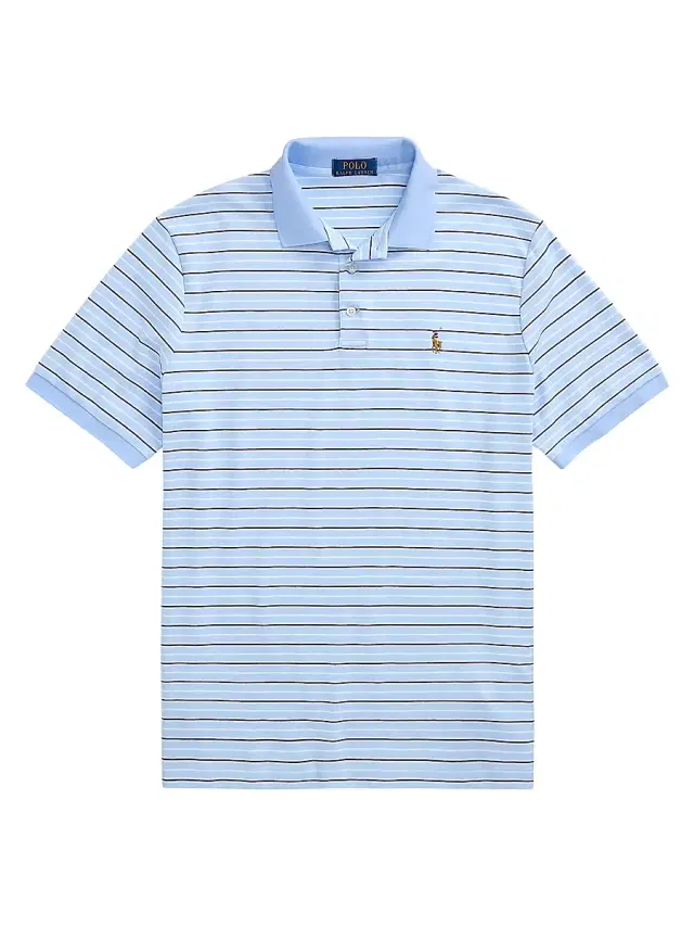 Polo Ralph Lauren Men's Classic-Fit Striped Soft Cotton Polo Shirt - Office Blue Multi