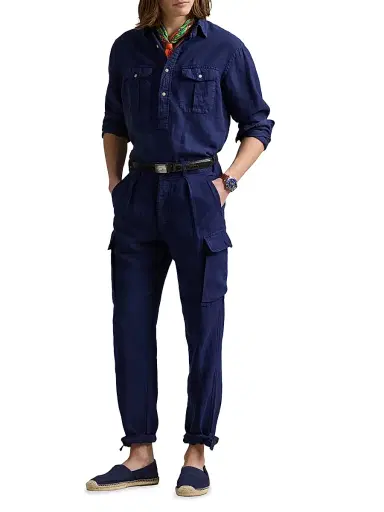 Polo Ralph Lauren Men's Lateef Slim-Tapered-Fit Linen Cargo Pants - Newport Navy | Thumbnail 2 Polo Ralph Lauren Men's Lateef Slim-Tapered-Fit Linen Cargo Pants - Newport Navy | Thumbnail 2