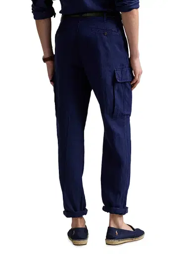 Polo Ralph Lauren Men's Lateef Slim-Tapered-Fit Linen Cargo Pants - Newport Navy | Thumbnail 4 Polo Ralph Lauren Men's Lateef Slim-Tapered-Fit Linen Cargo Pants - Newport Navy | Thumbnail 4