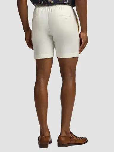 Ralph Lauren Purple Label Men's Hand-Tailored Pleated Silk-Linen Shorts - Classic Cream - Size 42 | Thumbnail 3