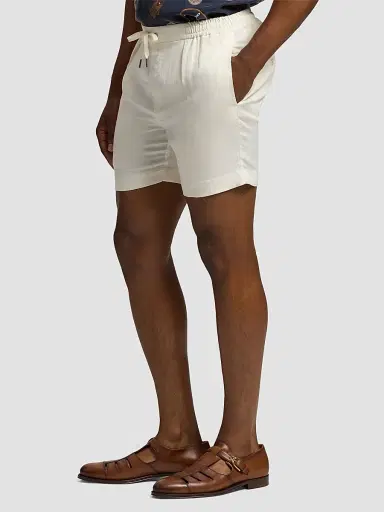 Ralph Lauren Purple Label Men's Hand-Tailored Pleated Silk-Linen Shorts - Classic Cream - Size 42 | Thumbnail 5