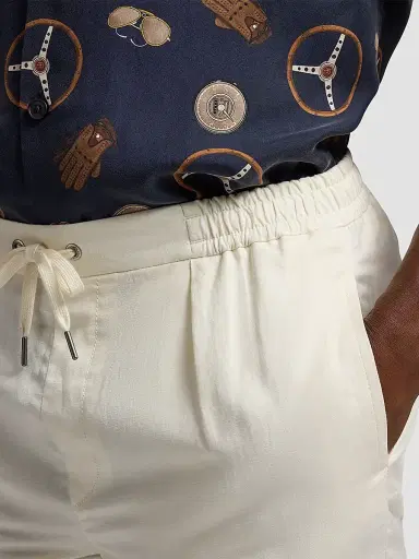 Ralph Lauren Purple Label Men's Hand-Tailored Pleated Silk-Linen Shorts - Classic Cream - Size 42 | Thumbnail 6