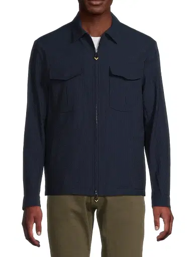 Sartorio Napoli Men's Seersucker Wool-Silk Jacket - Navy - Size 44 | Thumbnail 3
