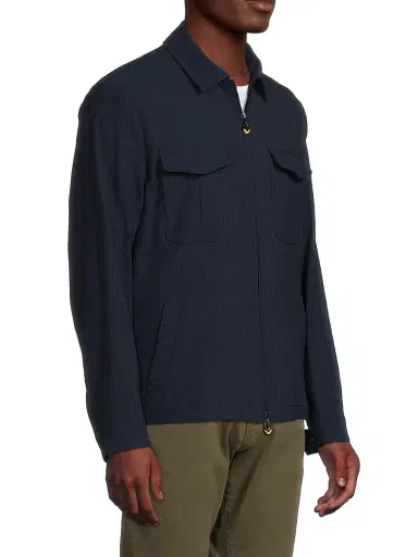 Sartorio Napoli Men's Seersucker Wool-Silk Jacket - Navy - Size 44 | Thumbnail 4
