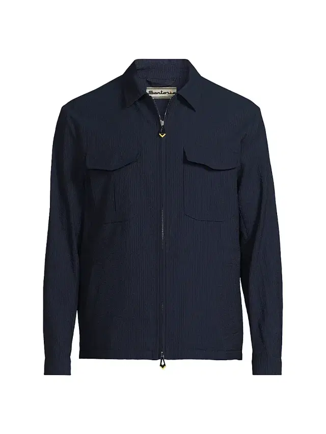 Sartorio Napoli Men's Seersucker Wool-Silk Jacket - Navy