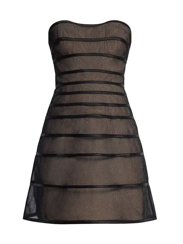 BCBGMAXAZRIA Women's Sheer Volume Strapless Minidress - Black Almond