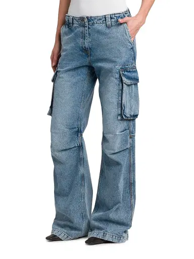 Stella McCartney Women's Vintage Wash Mid-Rise Cargo Flared Jeans - Vintage Blue Denim | Thumbnail 4 Stella McCartney Women's Vintage Wash Mid-Rise Cargo Flared Jeans - Vintage Blue Denim | Thumbnail 4