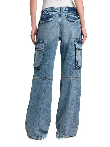 Stella McCartney Women's Vintage Wash Mid-Rise Cargo Flared Jeans - Vintage Blue Denim | Thumbnail 5 Stella McCartney Women's Vintage Wash Mid-Rise Cargo Flared Jeans - Vintage Blue Denim | Thumbnail 5