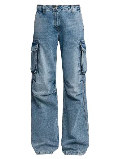 Stella McCartney Women's Vintage Wash Mid-Rise Cargo Flared Jeans - Vintage Blue Denim | Thumbnail 1 Stella McCartney Women's Vintage Wash Mid-Rise Cargo Flared Jeans - Vintage Blue Denim | Thumbnail 1