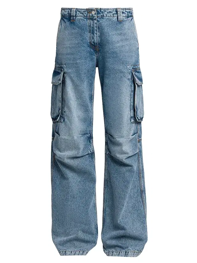 Stella McCartney Women's Vintage Wash Mid-Rise Cargo Flared Jeans - Vintage Blue Denim