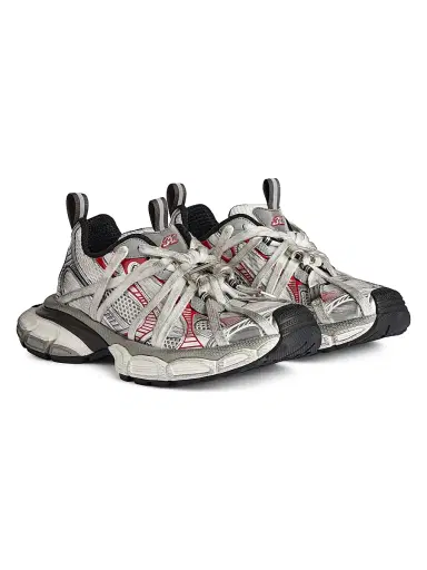 Balenciaga Men's 3XL Extreme Laces B Sneakers - Grey Silver Red - Size 6 | Thumbnail 2 Balenciaga Men's 3XL Extreme Laces B Sneakers - Grey Silver Red - Size 6 | Thumbnail 2