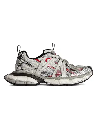 Balenciaga Men's 3XL Extreme Laces B Sneakers - Grey Silver Red - Size 6 | Thumbnail 1 Balenciaga Men's 3XL Extreme Laces B Sneakers - Grey Silver Red - Size 6 | Thumbnail 1
