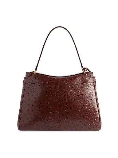 Balenciaga Women's Rodeo Medium Ostrich Embossed Top Handle Bag - Brown | Thumbnail 4