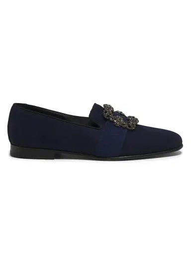 Manolo Blahnik Men's Carlton Suede Loafers - Navy - Size 8.5 | Thumbnail 1 Manolo Blahnik Men's Carlton Suede Loafers - Navy - Size 8.5 | Thumbnail 1
