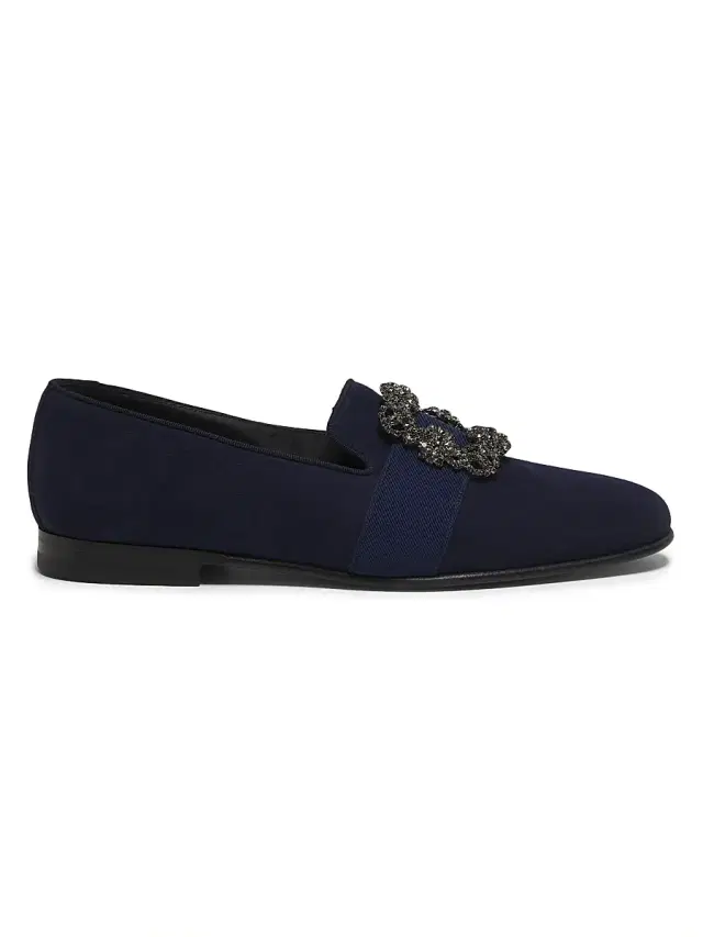 Manolo Blahnik Men's Carlton Suede Loafers - Navy