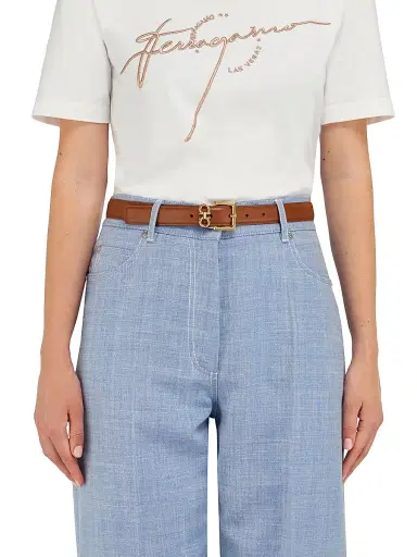 Ferragamo Women's Gancio Slim Leather Belt | Thumbnail 2 Ferragamo Women's Gancio Slim Leather Belt | Thumbnail 2