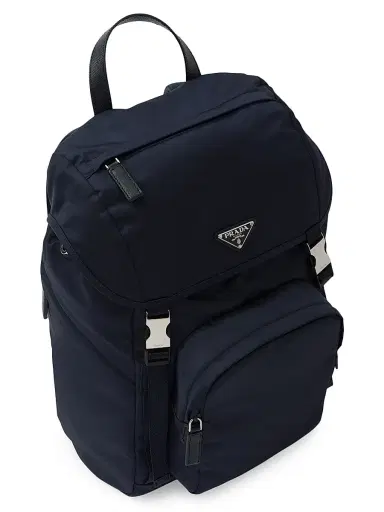 Prada Men's Re-Nylon and Saffiano Leather Backpack - Blue | Thumbnail 3 Prada Men's Re-Nylon and Saffiano Leather Backpack - Blue | Thumbnail 3