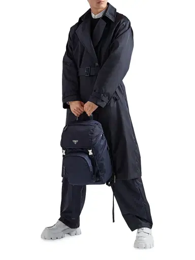 Prada Men's Re-Nylon and Saffiano Leather Backpack - Blue | Thumbnail 8 Prada Men's Re-Nylon and Saffiano Leather Backpack - Blue | Thumbnail 8