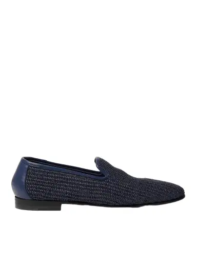 Manolo Blahnik Mario Leather-Trimmed Raffia Loafers - Men | Thumbnail 1