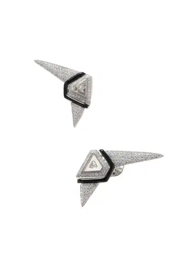 Nikos Koulis Universe 18-karat White Gold, Diamond And Enamel Earrings | Thumbnail 1