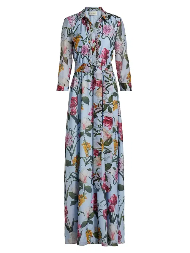 SACHIN BABI Women's Addison Floral Shirt Gown - Glacial Blue Blossoms