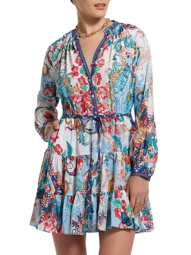 Robert Graham Women's Sydney Floral Silk-Blend Tie-Waist Minidress | Thumbnail 1 Robert Graham Women's Sydney Floral Silk-Blend Tie-Waist Minidress | Thumbnail 1