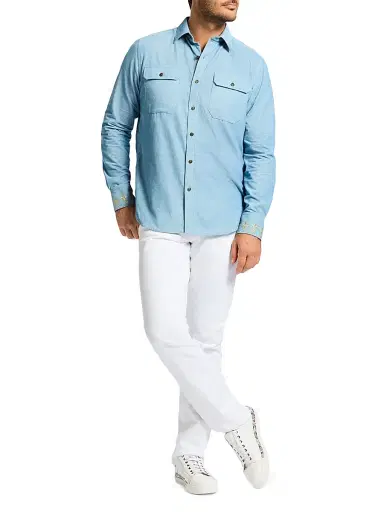 Robert Graham Men's Le Corduroy Woven Shirt - Blue - Size Large | Thumbnail 2