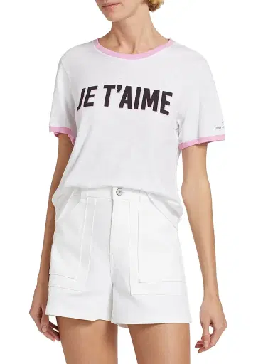 Cinq à Sept Women's Je T'aime Two-Tone T-Shirt - White Carnation - Size Large | Thumbnail 3