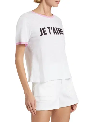 Cinq à Sept Women's Je T'aime Two-Tone T-Shirt - White Carnation - Size Large | Thumbnail 4