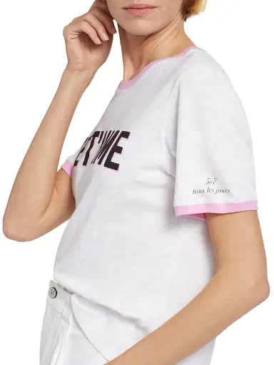 Cinq à Sept Women's Je T'aime Two-Tone T-Shirt - White Carnation - Size Large | Thumbnail 6